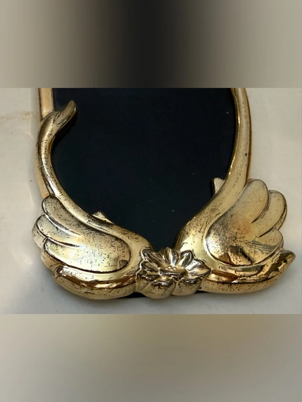 Vintage ornate Swans silver plated freestanding photo‎ picture frame  4x6